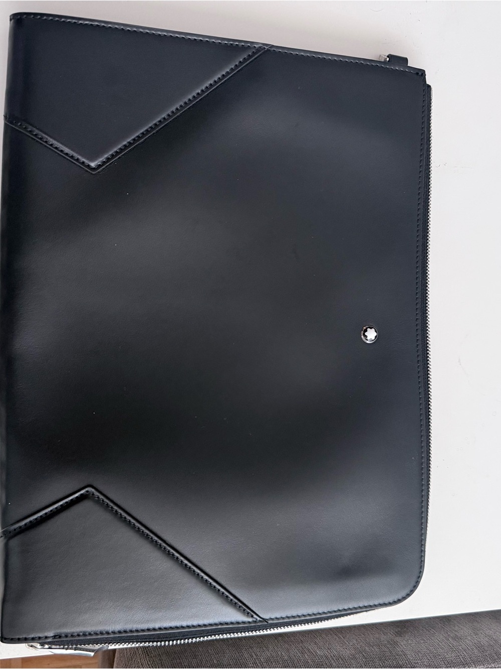 Montblanc Black Leather Laptop Folio with Zip